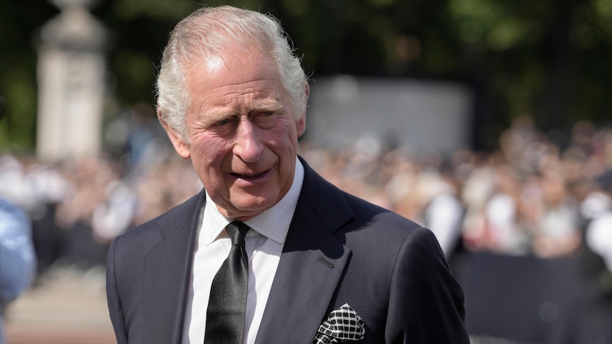 King Charles III arrives at Buckingham Palace in London