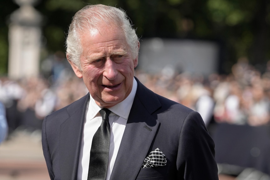King Charles III arrives at Buckingham Palace in London