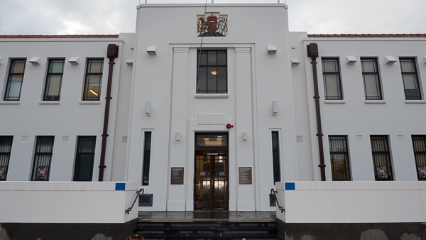 The main entrance to the Drill Hall.