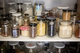 Dry food stored in glass jars