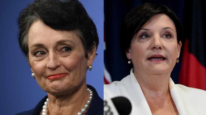 A composite of two women's faces: Pru Goward left, Jodi McKay right