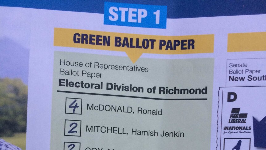 A how-to-vote card from the National Party.