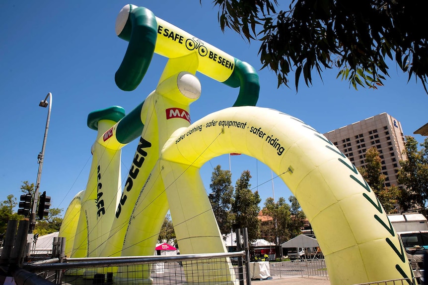 Tour Down Under inflatable bicycle outside the tour village