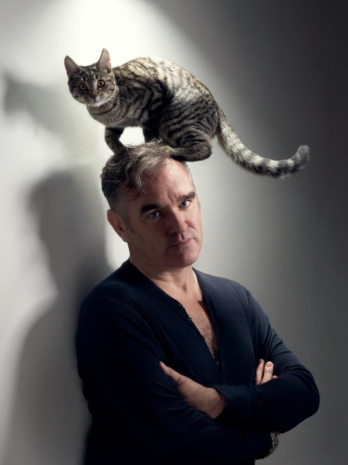 Musician Morrissey with a cat