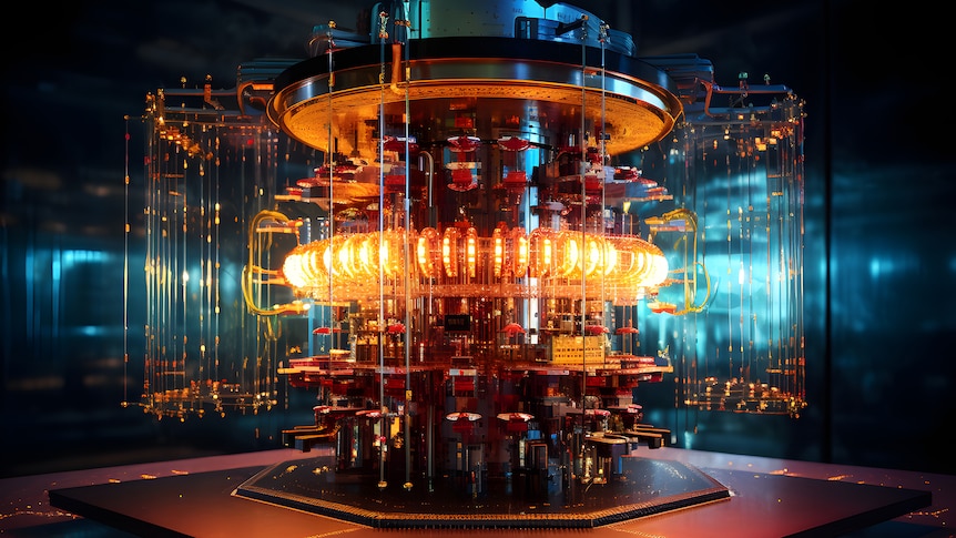 Imaginery quantum machine in a dark lab.