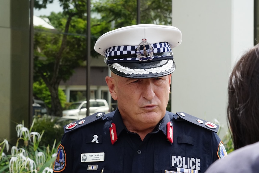 Assistant Commissioner Nick Anticich talks outside of Darwin Local Court.