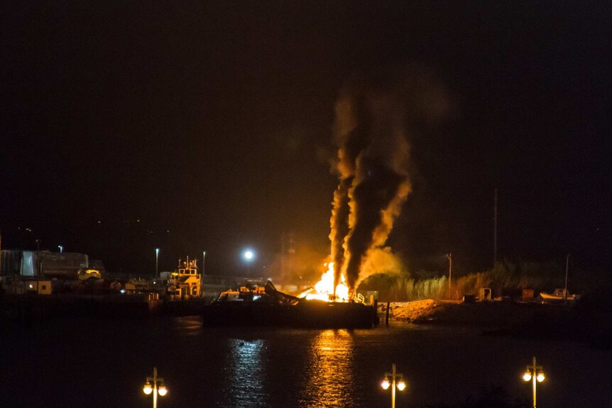 Barges on fire after Alabama explosion