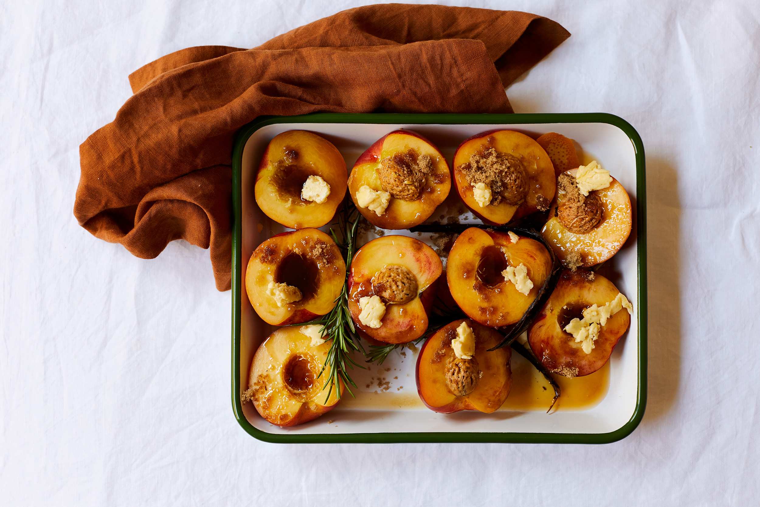 Roasted nectarines with nut crumble and lemon cream ABC Everyday