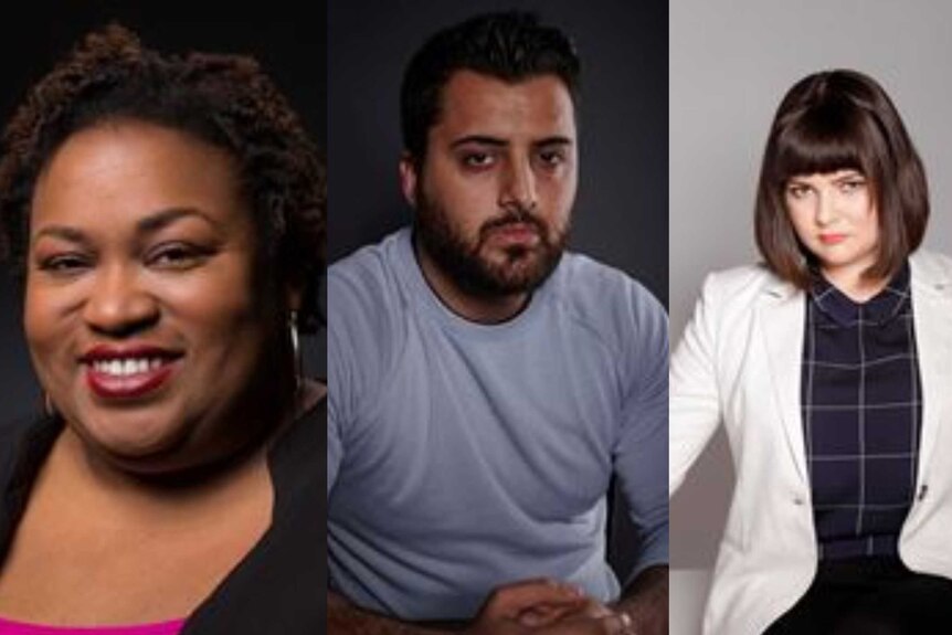 A composite image of three writers Brittney Cooper, Omar Sakr and Zoe Norton Lodge
