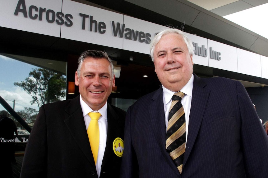 Rob Messenger with Clive Palmer in happier times, when Mr Messenger stood as the federal PUP candidate for Hinkler.