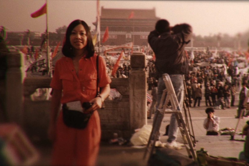 Former ABC China correspondent Helene Chung at Tiananmen Square. The Forbidden City can be seen in the background.