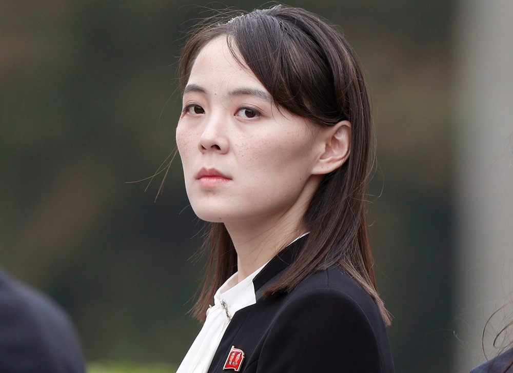 Kim Yo-Jong looking serious at the camera.