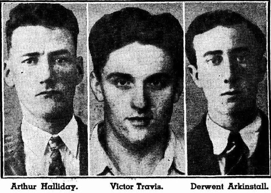 An old newspaper collage of three prison escapees.