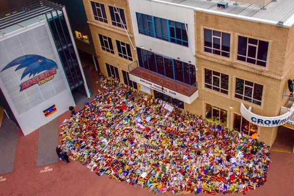 Memorial for Phil Walsh outside Crows' headquarters