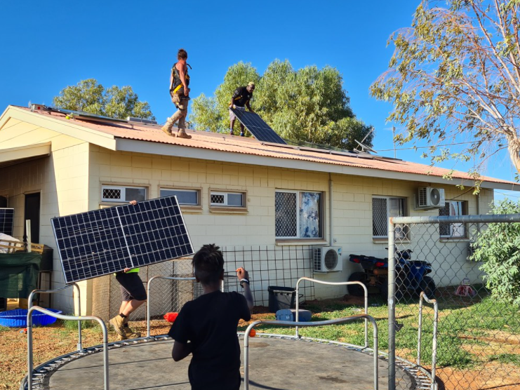 Solar panels are installed on a house in Tennant Creek, NT