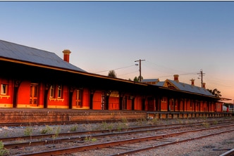 Landscape picture of old railway station at Temora.