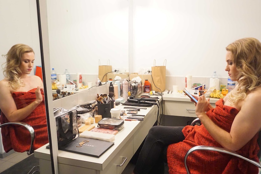 Dylan Peck in dressing room