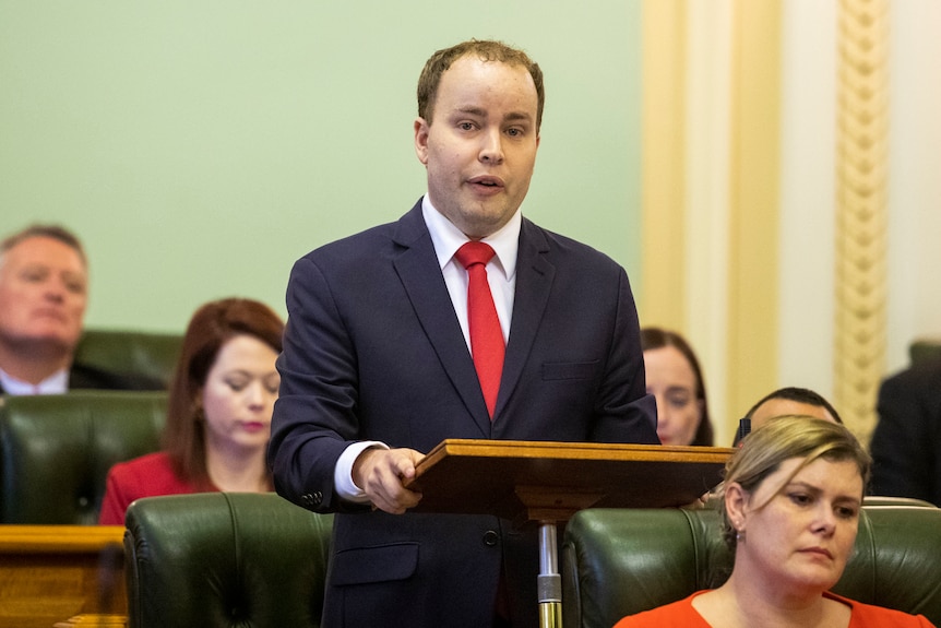 Queensland MP Duncan Pegg speaks in state parliament.