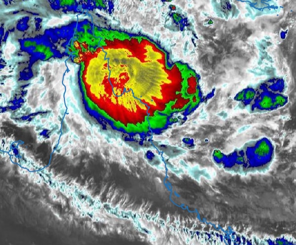 A tracking map showing Cyclone Narelle's approach.