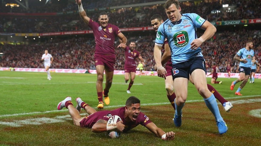 Gagai touches down for the Maroons in Origin III