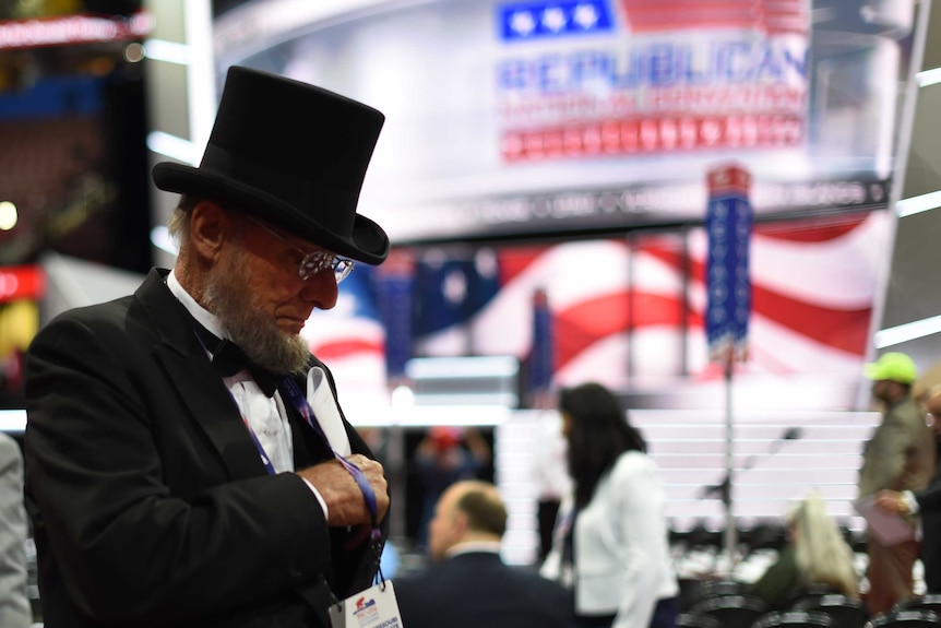 An Abraham Lincoln lookalike at the Republican convention