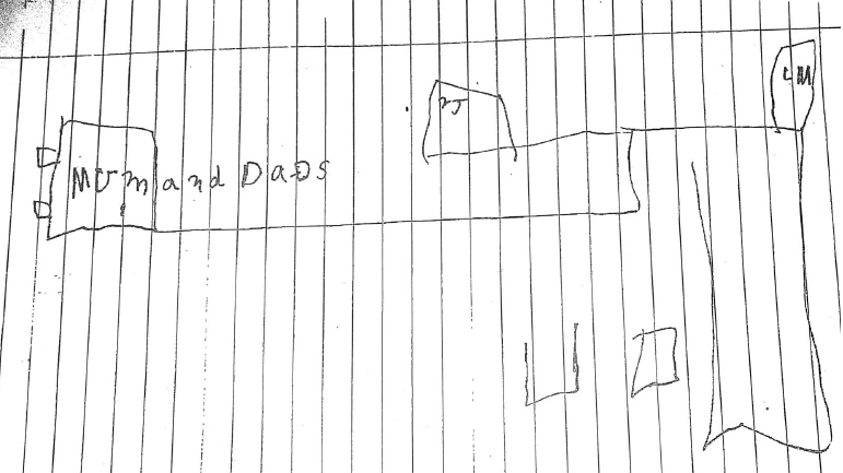 The child's drawing of his father's house was provided to police as part of his 2017 statement.