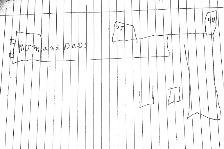 The child's drawing of his father's house was provided to police as part of his 2017 statement.