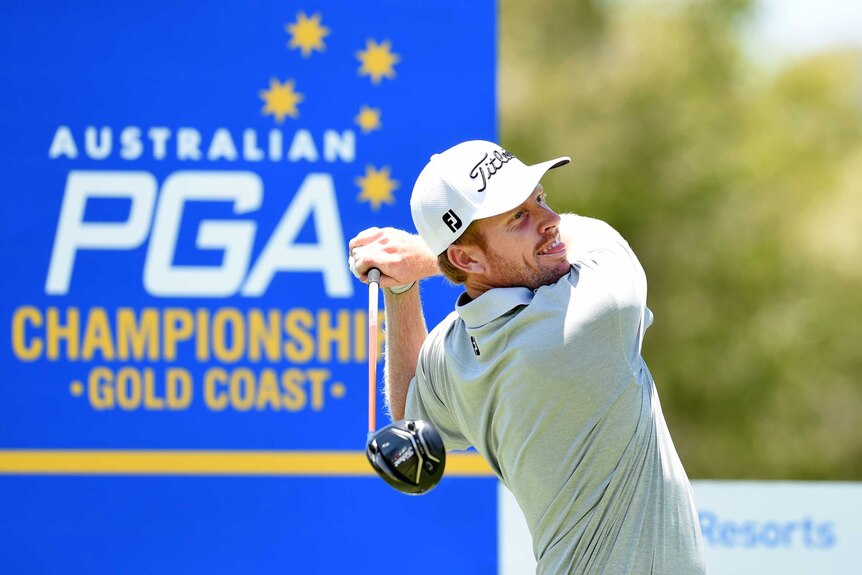 Andrew Dodt tees off at the Australian PGA