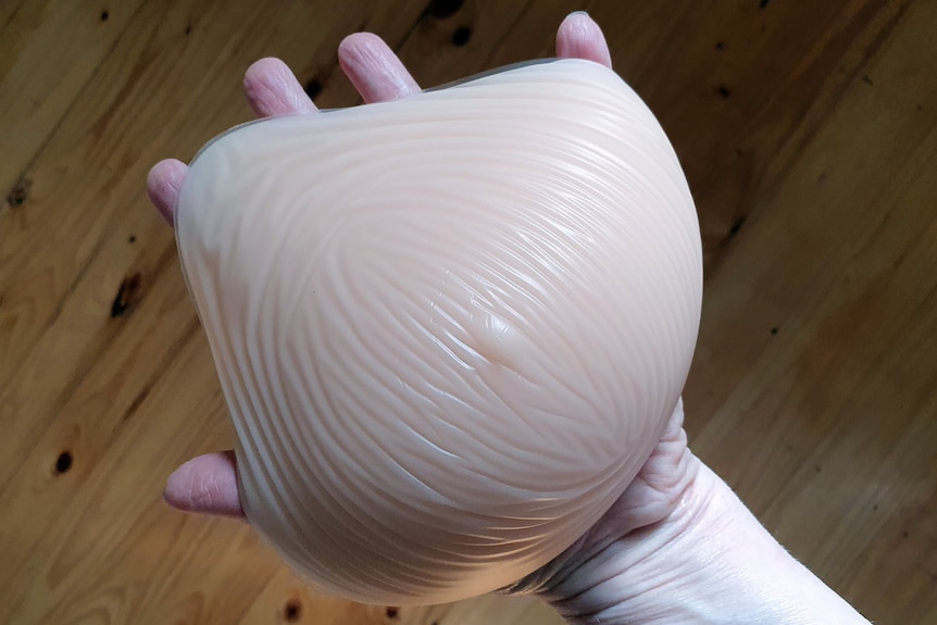 A breast prosthesis used by a mastectomy patient,