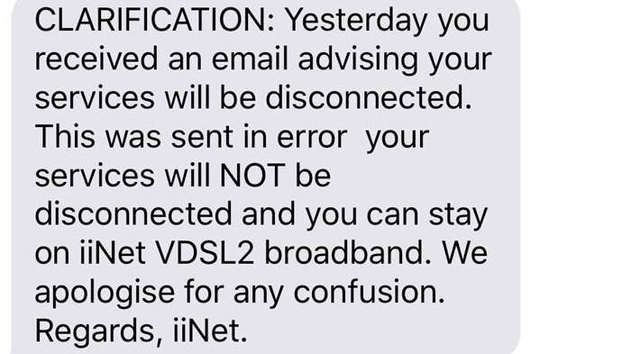Text message from NBN