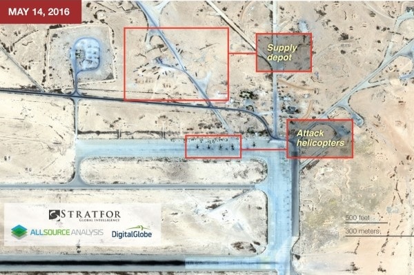 A satellite image of the T4 air base in central Syria.