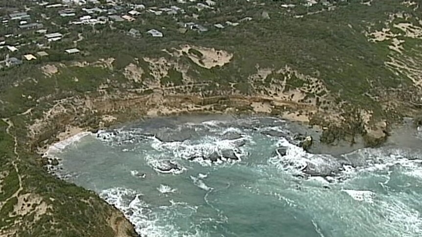 A view from a helicopter of Blairgowrie back beach in Victoria.