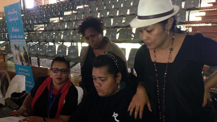 Members of femLINK Pacific at the Pacific Women conference in Rarotonga, Cook Islands, October 2013