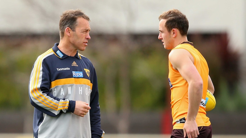 Hawk heartache ... Billy Hartung (R) has praised Alastair Clarkson for his handling of his grand final axing
