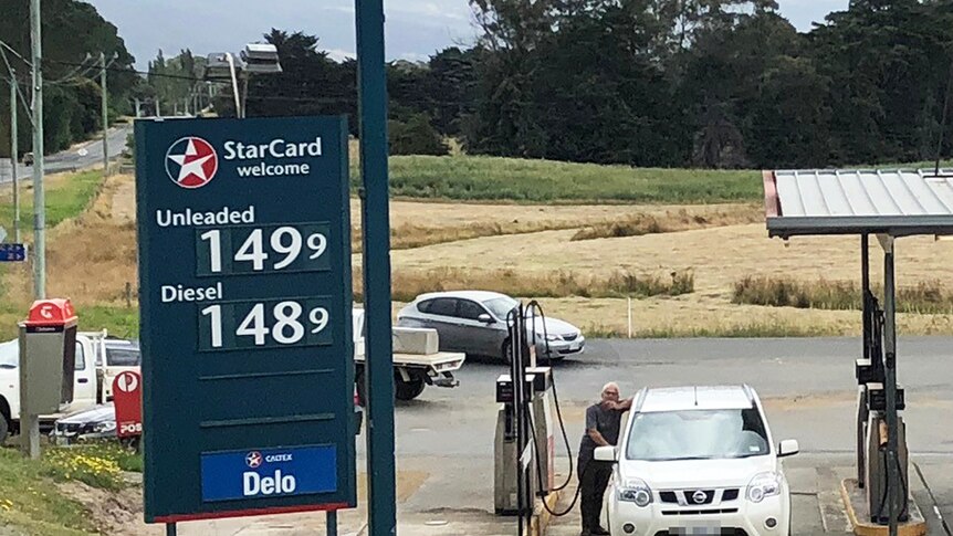 Fuel price display at Grove store, Tasmania, January 9, 2019.