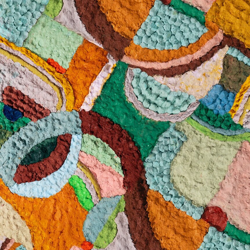 closeup of a colourful patchwork pattern