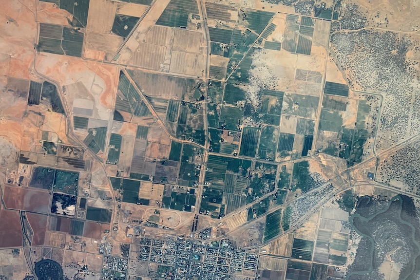 An aerial map of an irrigation area