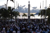 Thousands gather for the Anzac Day dawn service in Cairns.