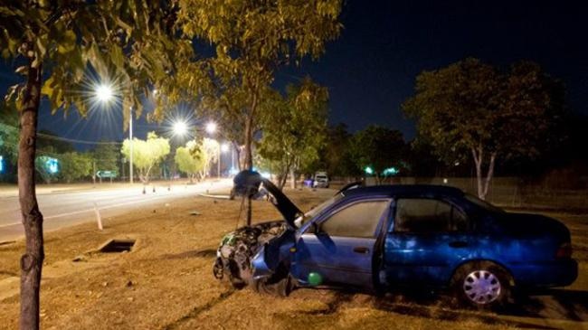 The car driven by Keejan Dingo at the crash scene in August 2013.