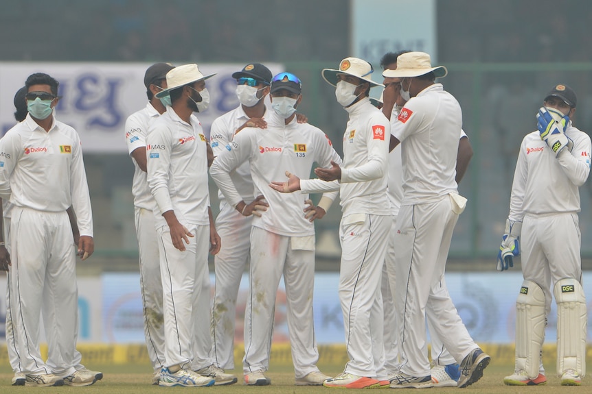 Sri Lanka players wear masks