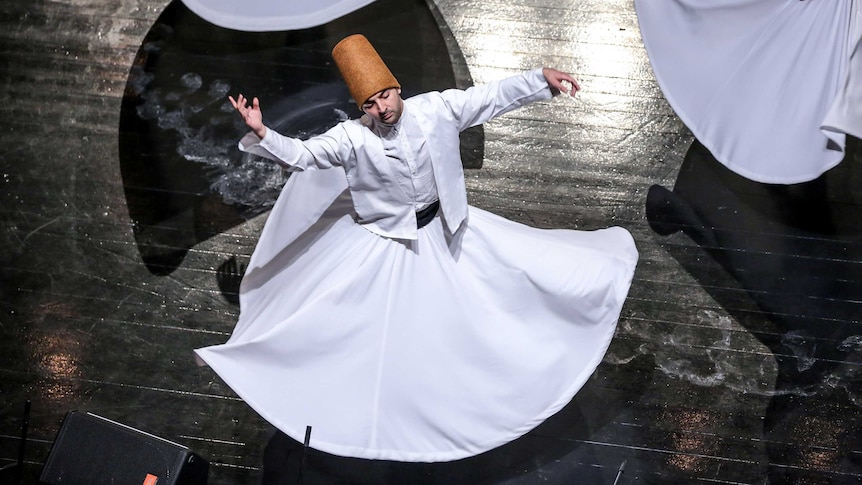 Whirling Dervishes marking the 744th anniversary of Rumi's death.