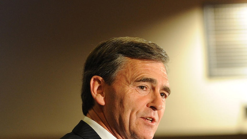 John Brumby addresses supporters after the unfolding results of the Victorian state election