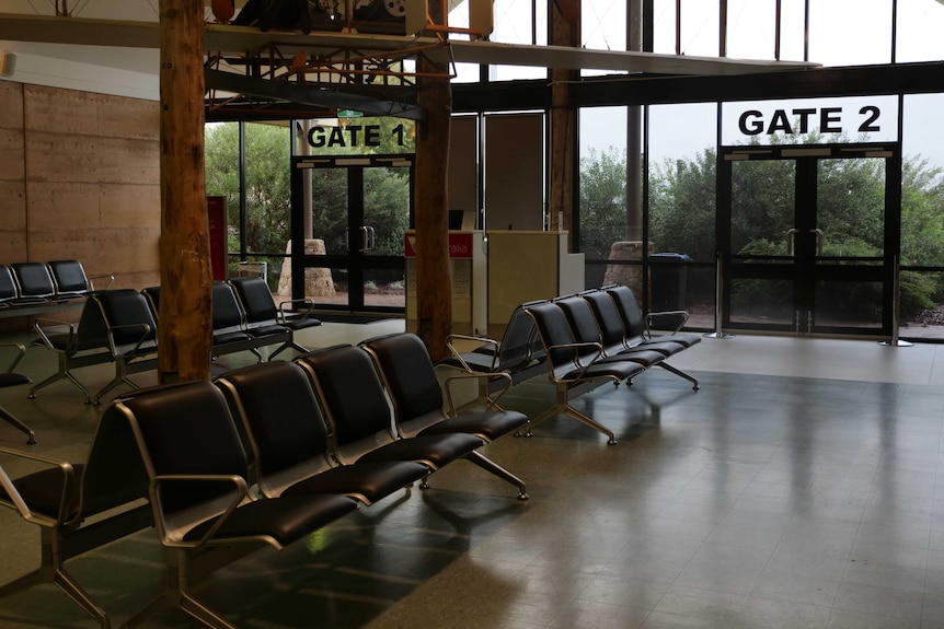 An airport terminal with no passengers