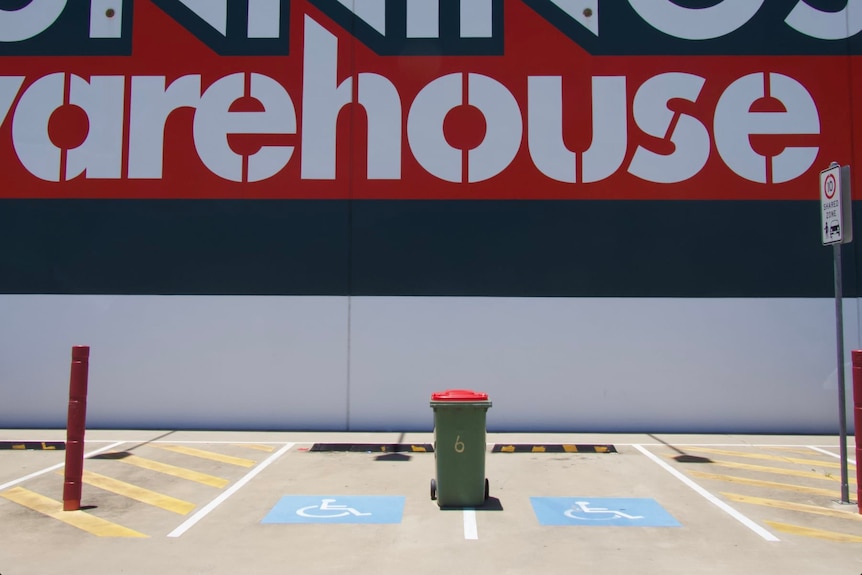 A bin outside Bunnings Warehouse