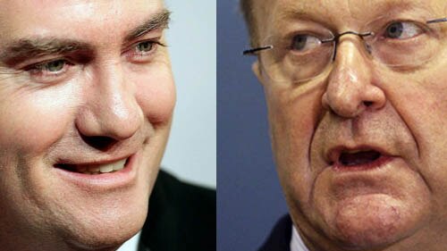 Collingwood president Eddie McGuire and Australian Olympic Committee president John Coates.  (Getty Images/ABC)