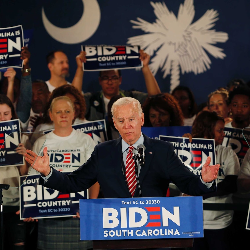 Joe Biden addressing supporters in South Carolina