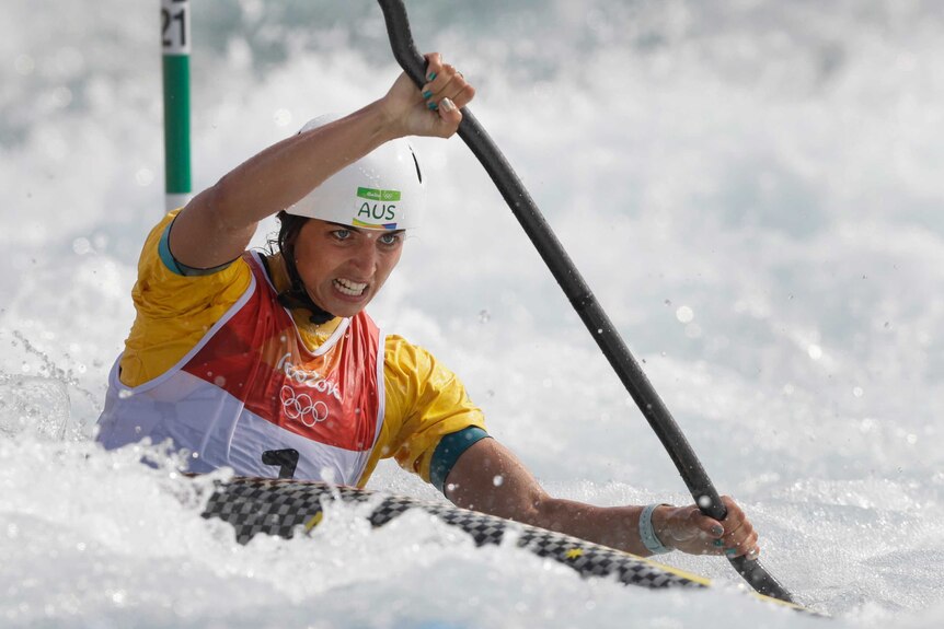 Jess Fox rides the rapids at Rio