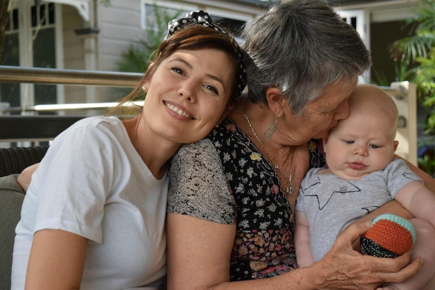 Jemma Manning, 32, is pictured with her mother Lyn Bryant, 65 and son Max.