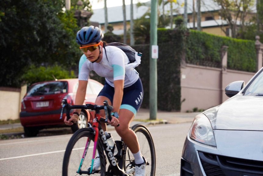 Cyclists on Dornoch Terrace in Brisbane