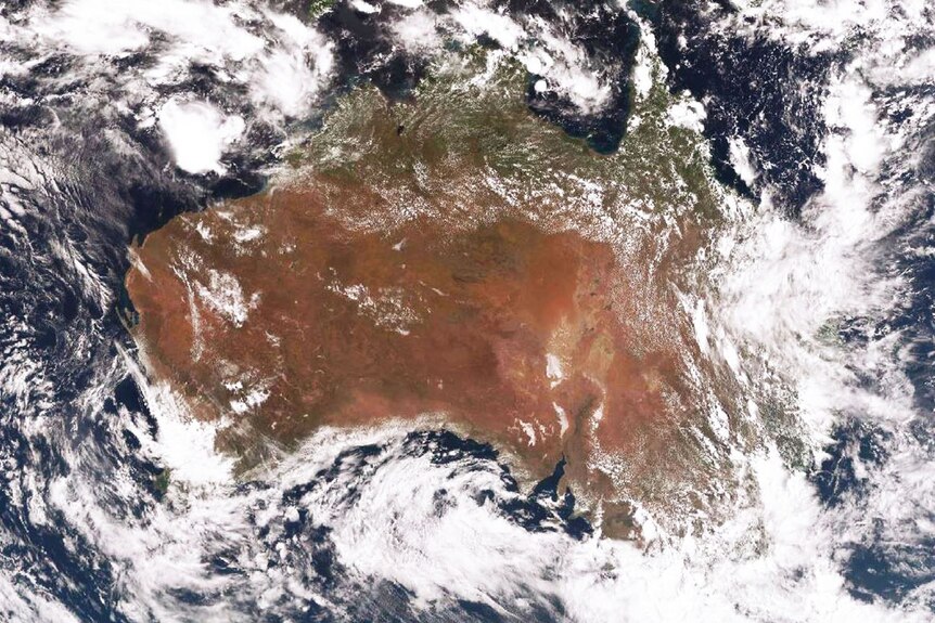 Satellite image of cloud cover over Australia